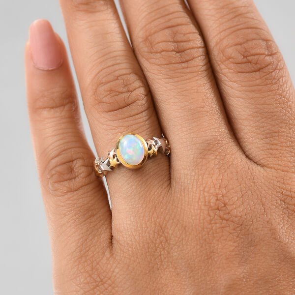 AA Nat&uuml;rlicher, &auml;thiopischer Welo Opal Ring 925 Silber YG und RG und PE (Gr&ouml;&szlig;e 18.00) ca. 0,83 ct image number 3