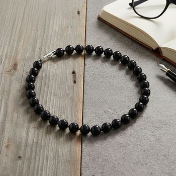 Nat&uuml;rlich Schwarzer Obsidian Halskette ca. 50 cm 316L Edelstahl ca. 380.00 ct