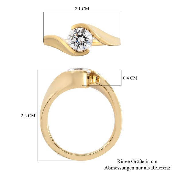 LUSTRO STELLA Hergestellt mit ZIRKONIA Solitär Ring 925 Silber 585 Vergoldet (Größe 16.00) ca. 1,63 ct image number 7