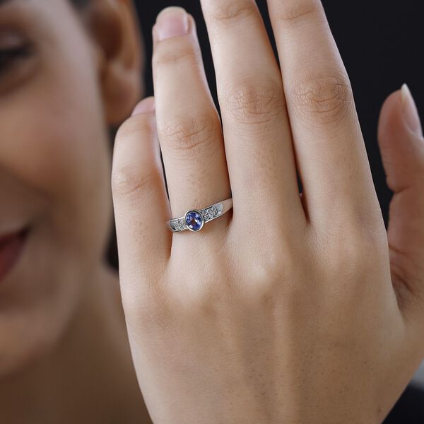 Tansanit und wei&szlig;er Zirkon-Ring - 0,46 ct. image number 3