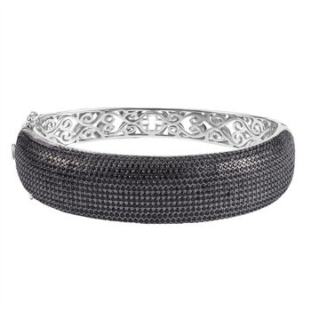 Schwarzer Spinell Armreif ca. 19 cm 925 Silber Zweifarbige Beschichtung ca. 9,06 ct.