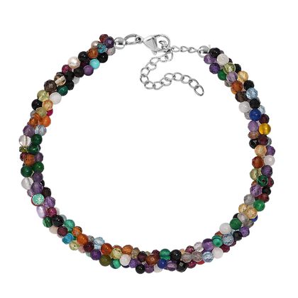 Mehrfarbig Edelsteine Armband ca. 19 cm + 5 cm Extender, Messing ca. 45,00 ct.