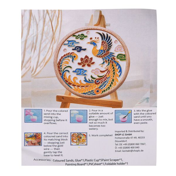 " Golden Lottery Painting frame table disply  Product size: 18.5 * 16 * 5CM Packaging: 1 piece/white box Function: Photo frame, colored sand, water-based eco-friendly adhesive, plastic cup, oil painting scraper" image number 8