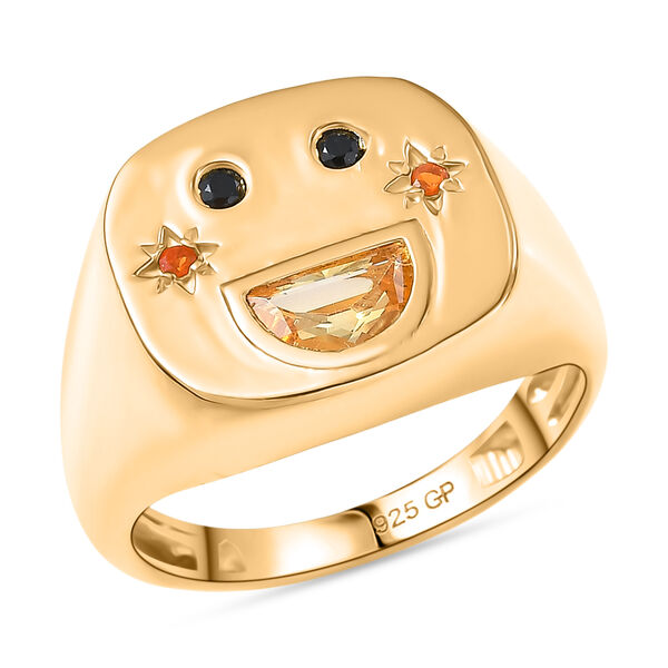 GP Celestial Kollektion- Citrin, schwarzer Spinell, Feueropal und blauer Saphir Ring, 925 Silber vergoldet - 0,59 ct. image number 5