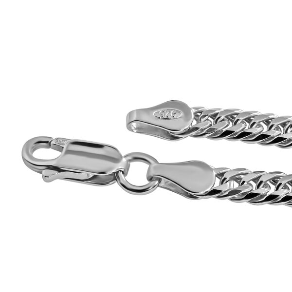 Doppeltes Panzer-Gliederarmband 19cm in rhodiniertem Silber image number 3