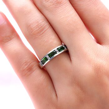 Nat&uuml;rlicher Chromdiopsid und Zirkon-Ring - 1,21 ct.