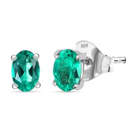 AAA Lab Created Kolumbianischer Smaragd Ohrringe 925 Silber rhodiniert ca. 0.96 ct