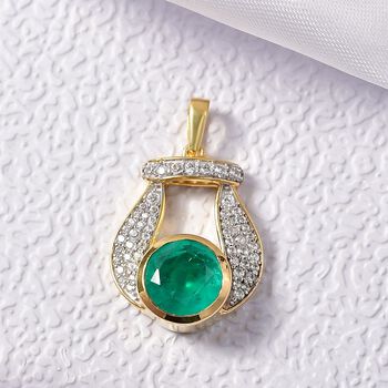 D'Joy Smaragd Triplett Quarz und Zirkon Anh&auml;nger - 3,95 ct.