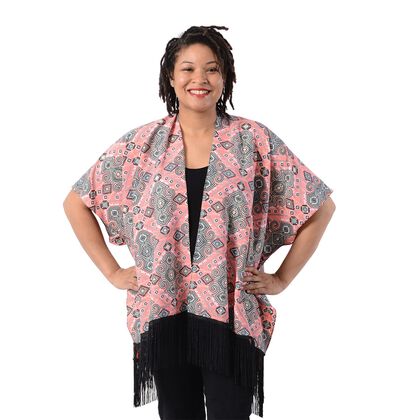 Kimono mit Quasten, Einheitsgr&ouml;&szlig;e, Rosa