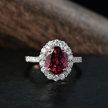LUXURIANT AAA Rosa Granat und Labor Diamant Ring in 417 Ros&eacute;gold - 3,67 ct.