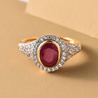 Afrikanischer Rubin und Zirkon-Ring, (Fissure gefüllt), 925 Silber vergoldet image number 1