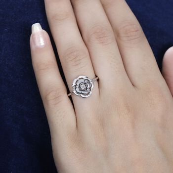 Wei&szlig;er Diamant P Rosendesign-Ring, 925 Silber platiniert (Gr&ouml;&szlig;e 19.00) ca.