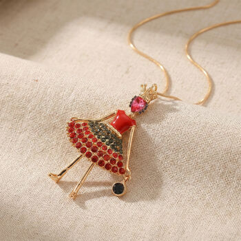 Mehrfarbiger Kristall Ballerina Anh&auml;nger mit Kette ca. 63.5 cm + 5 cm Extender, Legierung emailliert, Legierung Gelb