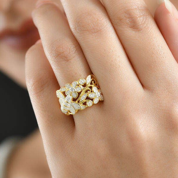 EVER TRUE Weißer Diamant Ring Nickelfreies Messing (Größe 17.00) ca. 0,01 ct image number 2