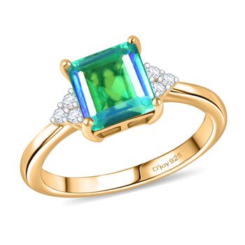 D'Joy Pfau Triplett Quarz und Zirkon Schmuckset, 925 Silber vergoldet - 6,14 ct.