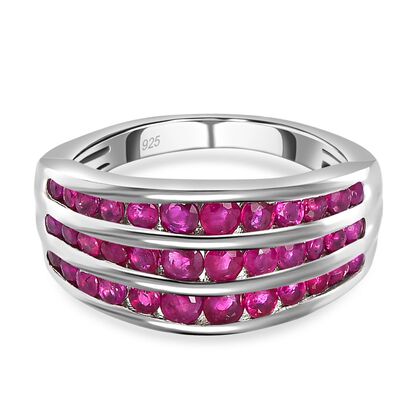 Premium thail&auml;ndischer Rubin-Ring, 925 Silber platiniert (Gr&ouml;&szlig;e 21.00) ca. 1.97 ct