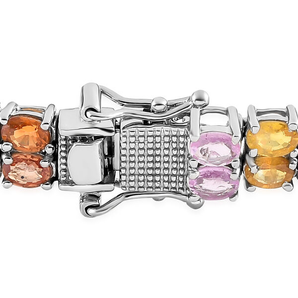 Mehrfarbiges Saphir-Armband, 19 cm, 925 Silber platiniert, 17,06 ct. image number 4