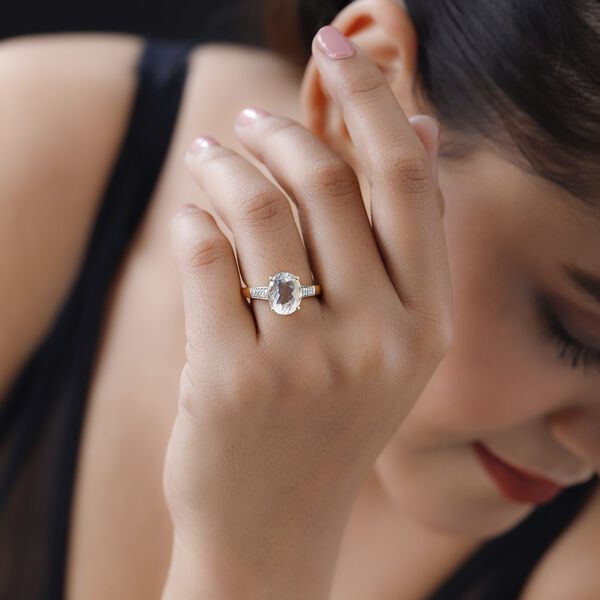 Mexikanischer, nat&uuml;rlicher Hyalit Opal und Moissanit -Ring - 2,73 ct. image number 3