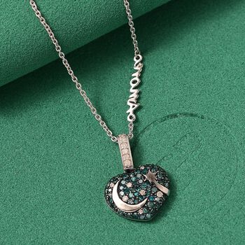 GP Amore Kollektion - Multi Diamant und Kanchanaburi blauer Saphir Ring und Anh&auml;nger mit 45cm Kette