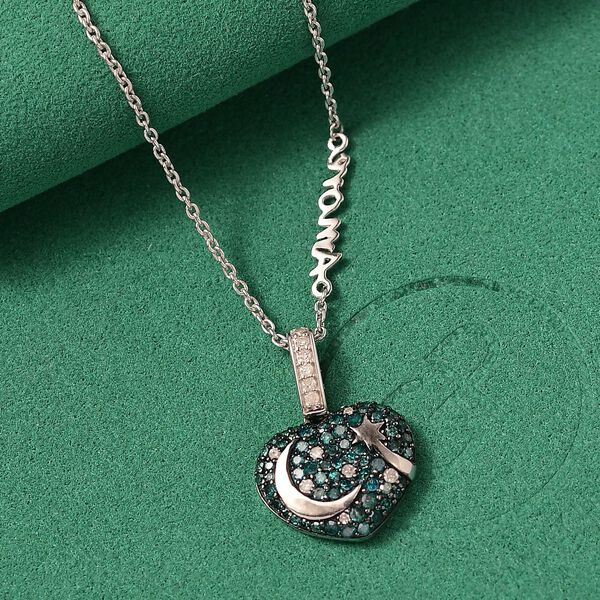 GP Amore Kollektion - Multi Diamant und Kanchanaburi blauer Saphir Ring und Anh&auml;nger mit 45cm Kette image number 3