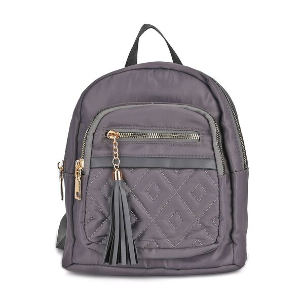 Moderner Kunstleder Rucksack in Steppoptik mit RFID-Schutz, Grau image number 8