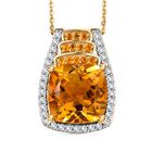 D'joy AA Serra Gaucha Citrin, Moissanit Anhänger mit Kette (ca. 50 cm) 925 Silber 750 Gelbgold Vermeil ca. 5,56 ct.