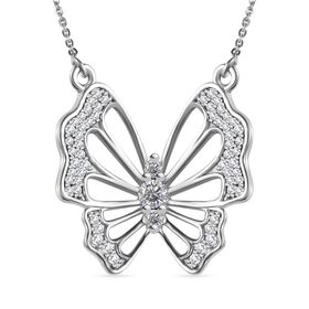 GP Italian Garden Kollektion- Weiße Diamant und blaue Saphir-Halskette, 45cm, 925 Silber rhodiniert - 0,51 ct,
