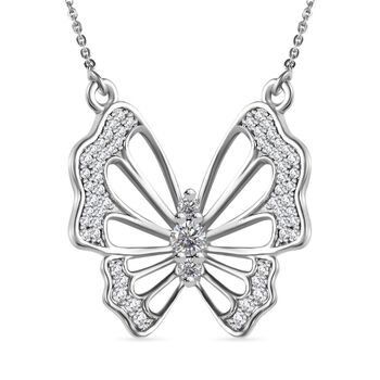 Wei&szlig;er Diamant I4 Halskette ca. 45 cm 925 Silber rhodiniert ca. 0.51 ct