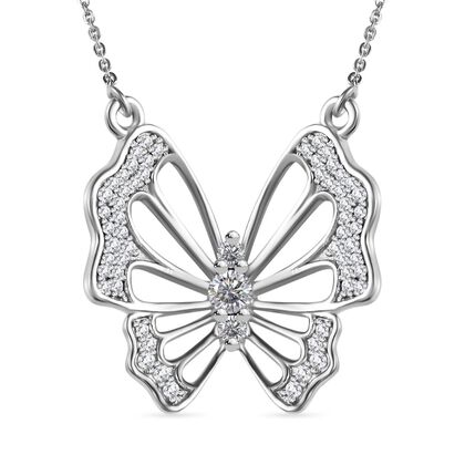 Wei&szlig;er Diamant I4 Halskette ca. 45 cm 925 Silber rhodiniert ca. 0.51 ct