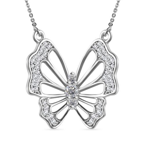 GP Italian Garden Kollektion- Weiße Diamant und blaue Saphir-Halskette, 45cm, 925 Silber rhodiniert - 0,51 ct, image number 0