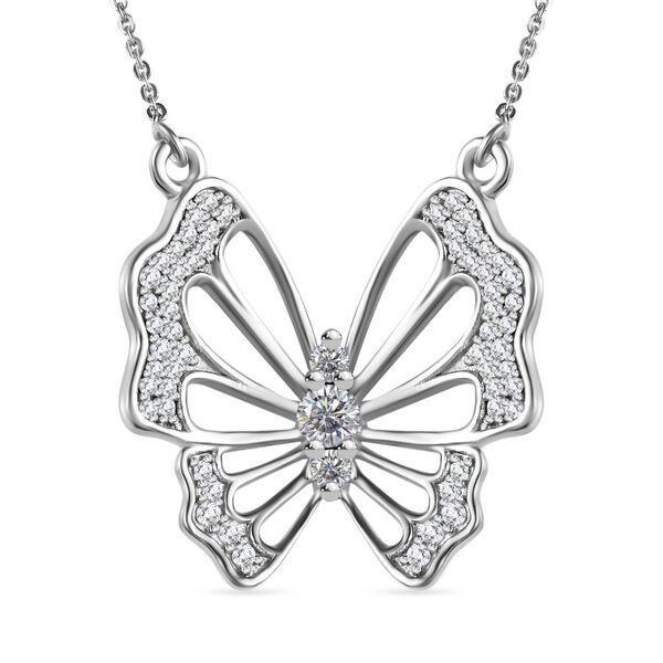 GP Italian Garden Kollektion- Wei&szlig;e Diamant und blaue Saphir-Halskette, 45cm, 925 Silber rhodiniert - 0,51 ct,