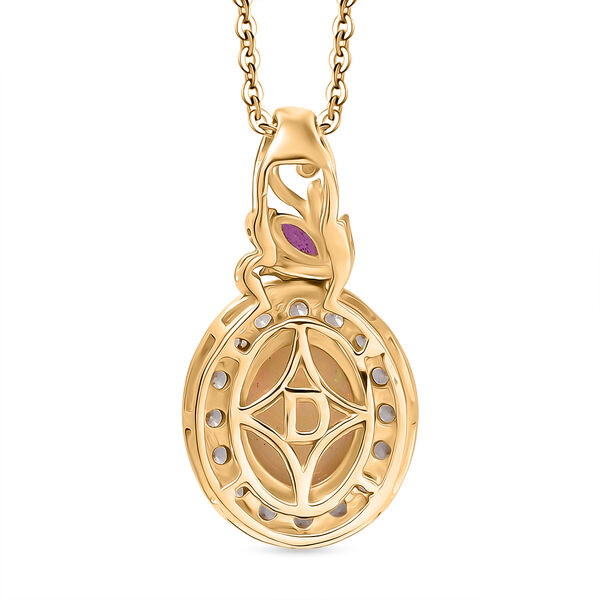 D'Joy nat&uuml;rlicher, &auml;thiopischer Welo Opal, afrikanischer Rubin und Zirkon Anh&auml;nger mit 50cm Kette - 2,13 ct. image number 5