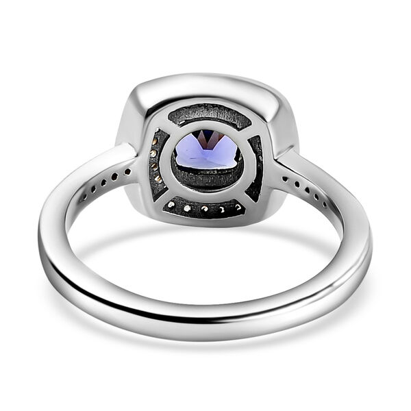 AA Tansanit und wei&szlig;er Zirkon-Ring, 925 Silber platiniert  ca. 0,74 ct image number 6