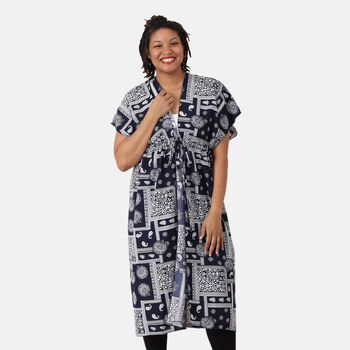 Langes Chiffon Sommerkleid, Dunkelblau, Einheitsgr&ouml;&szlig;e