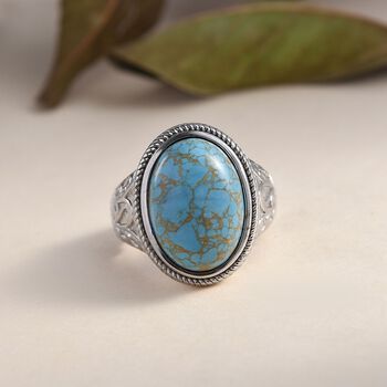 Blauer T&uuml;rkis Ring, 316L Edelstahl (Gr&ouml;&szlig;e 18.00) ca. 9.97 ct