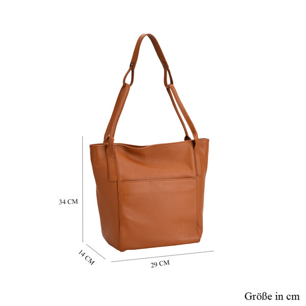 Tragetasche aus echtem Leder mit Magnetverschluss und F&auml;chern, 34&times;14&times;29 cm, Braun image number 6