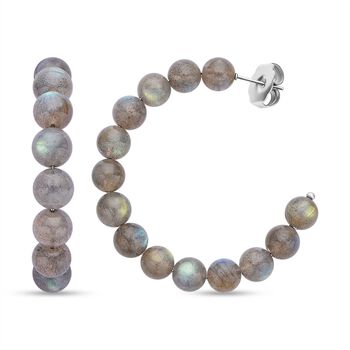 Labradorit Creolen, Edelstahl ca. 70.00 ct