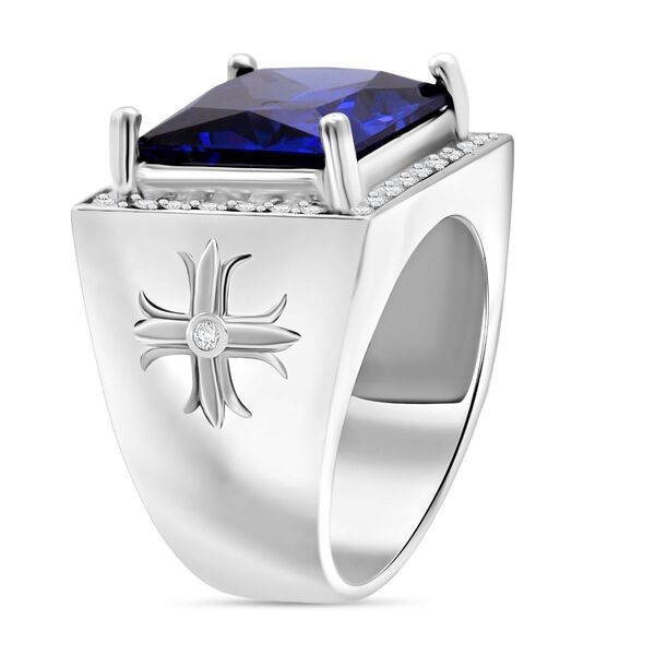 LUSTRO STELLA - Blauer Zirkonia, Wei&szlig;er Zirkonia Ring 925 Silber rhodiniert (Gr&ouml;&szlig;e 17.00) image number 3