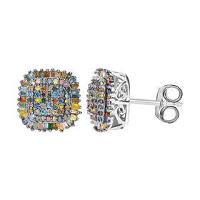 Natürlicher Champagner Diamant P, Roter Diamant Ohrringe 925 Silber platiniert ca. 1.00 ct