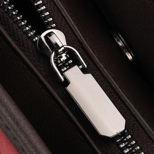 Bestickte Crossbody Tasche, Kunstleder, Blumen Design, 32 x 12 x 25 cm, Rot image number 7