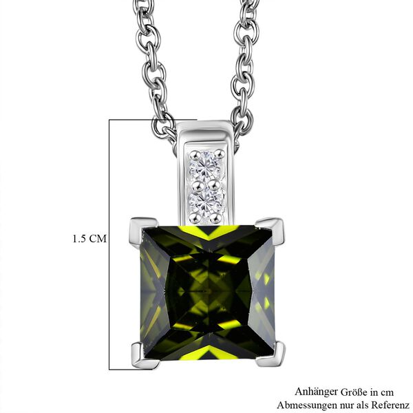D'Joy Peridot Zirkonia, Wei&szlig;er Zirkonia Anh&auml;nger 925 Silber und 316L Edelstahlkette 50 cm image number 6