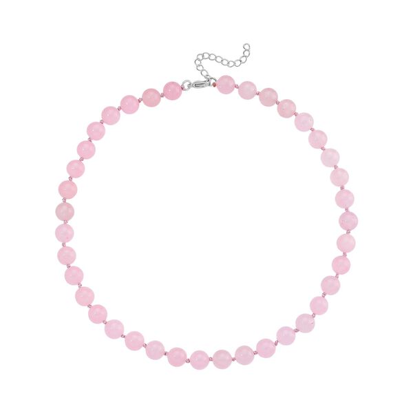 Rosa Morganit Farbiger Quarzit Halskette ca. Flexibles cm Reiner Edelstahl ca. 270.00 ct image number 3