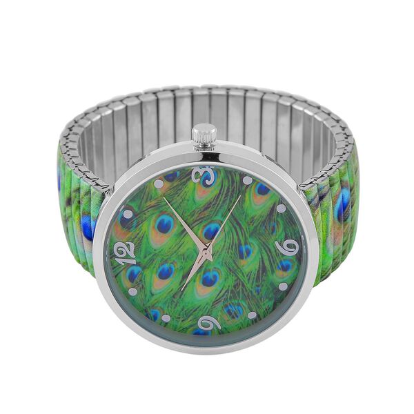 STRADA - Japanisches Uhrwerk, Flexible Uhr, Pfau image number 4