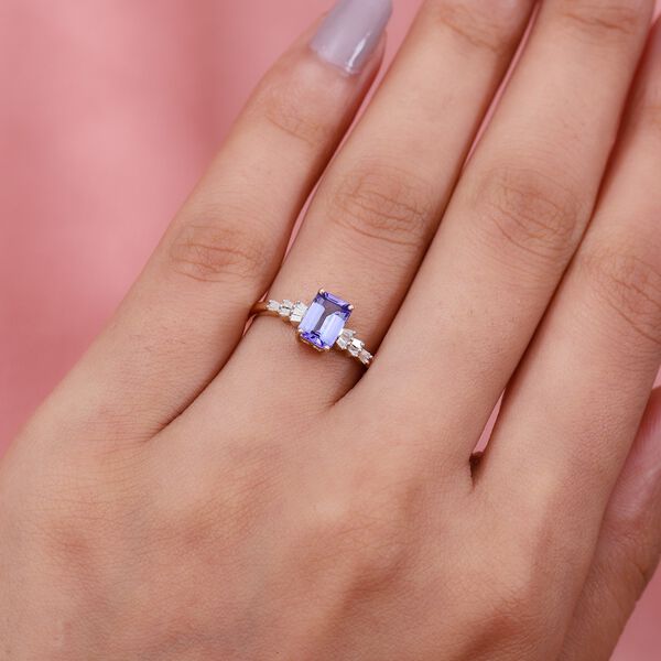 AAA Tansanit und Diamant Ring 585 Gelbgold image number 3