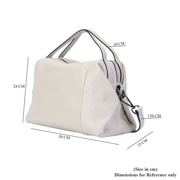 Exklusive Lederkollektion, Umh&auml;ngetasche, echtes Leder mit Futter, Rei&szlig;verschluss und mehreren Taschen, Elfenbein image number 5