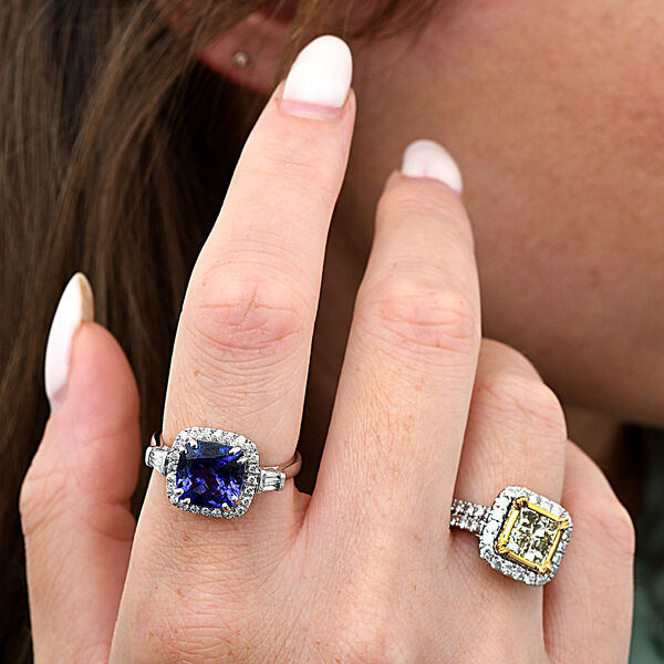 RHAPSODY AAAA Tansanit und VS EF Diamant Halo Ring in 950 Platin - 4,30 ct. image number 8