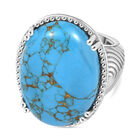 Blauer Türkis Ring Edelstahl (Größe 20.00) ca. 20,57 ct