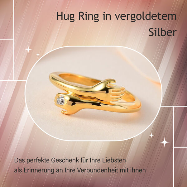 Wei&szlig;er Diamant Ring, 925 Silber vergoldet, (Gr&ouml;&szlig;e 16.00) ca. image number 9