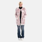 Cardigan mit abstraktem Blumenmuster und Taschen, One Size, Länge 78 cm, Rot