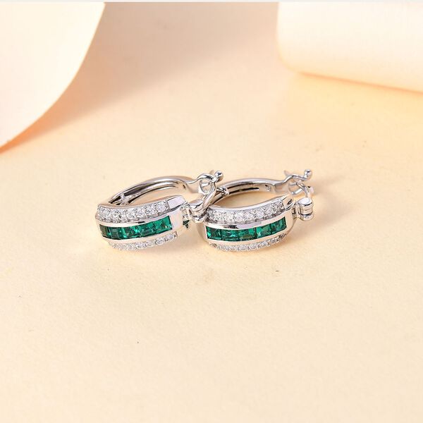 Labor Smaragd und Zirkon Ohrringe - 1,60 ct. image number 2